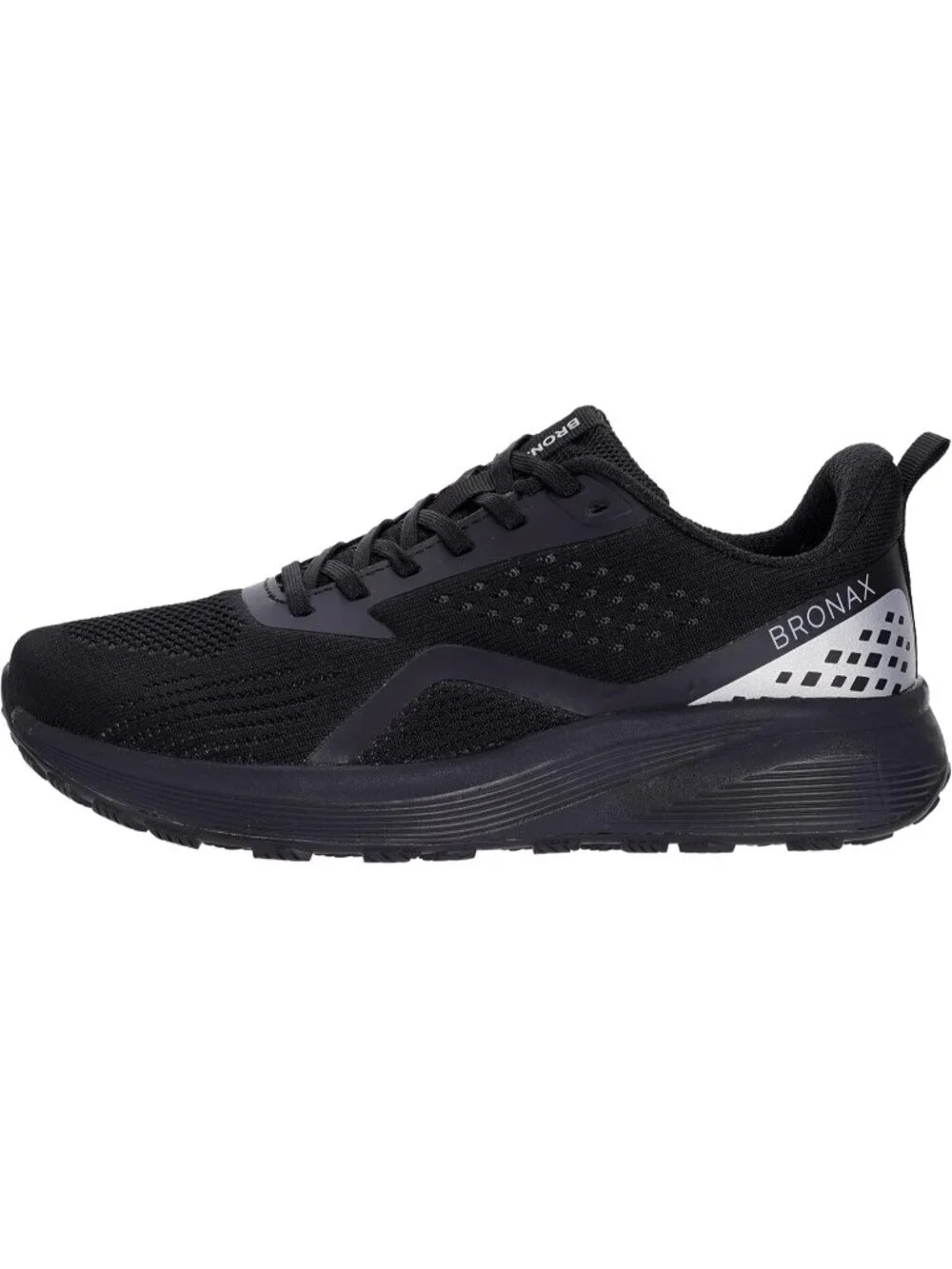 Men's Black Mesh Wide Cushioned Supportive Road Running Shoes Wide Toe Box